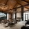 Spacious clubroom at Norden Range featuring a fireplace, Nordic-style decor, and stunning outdoor views