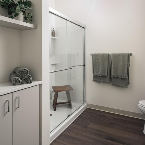 Spacious bathrooms with everything you need a bathroom with a stand up shower
